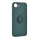 Szilikon telefonvédő (tartógyűrű, mikrofiber plüss belső, mágneses, kameravédő) SÖTÉTZÖLD