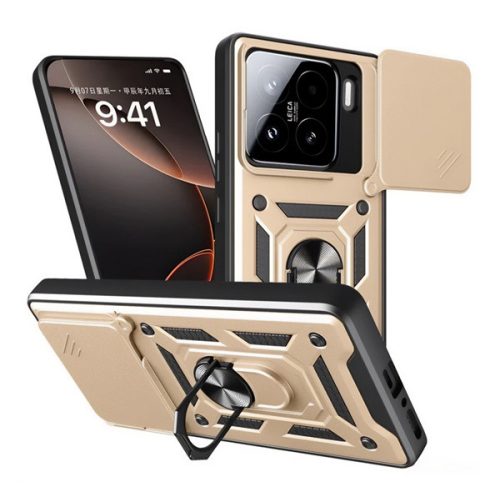 Defender szilikon telefonvédő (ütésállóság, tartógyűrű, kameravédő) ARANY