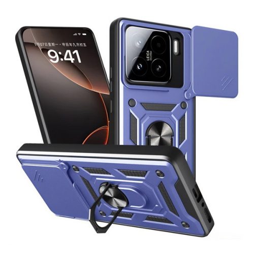 Defender szilikon telefonvédő (ütésállóság, tartógyűrű, kameravédő) SÖTÉTKÉK
