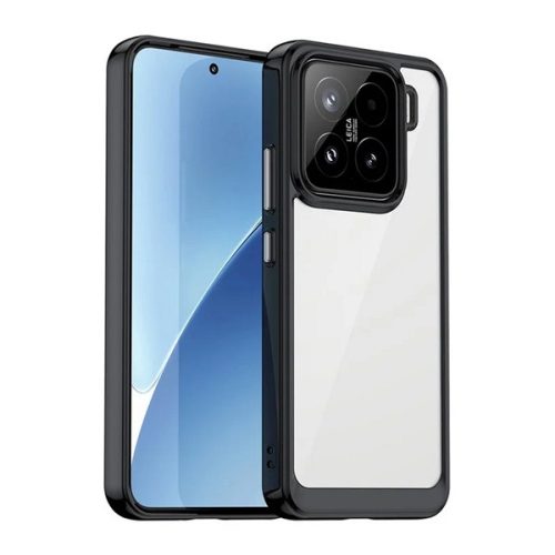 Szilikon telefonvédő (ütésállóság, átlátszó hátlap) FEKETE