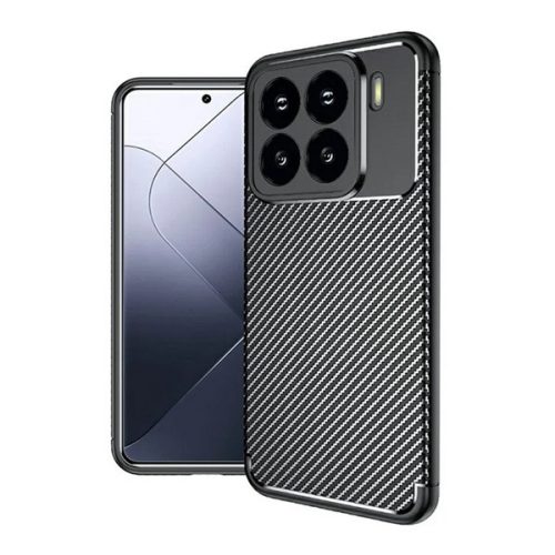 Szilikon telefonvédő (ütésállóság, légpárnás sarok, karbon minta) FEKETE