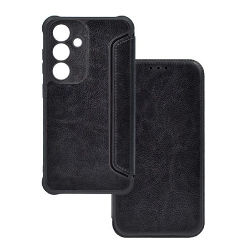 Tok álló, bőr hatású (FLIP, oldalra nyíló, ütésállóság, légpárnás sarok, kameravédő) FEKETE