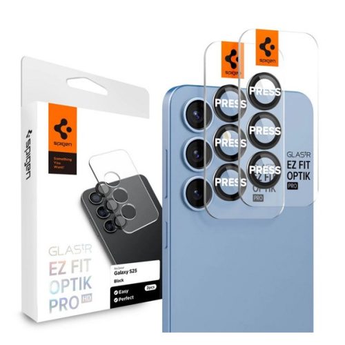 SPIGEN OPTIK PRO HD kameravédő üveg 2db (9H, csak lencse) FEKETE