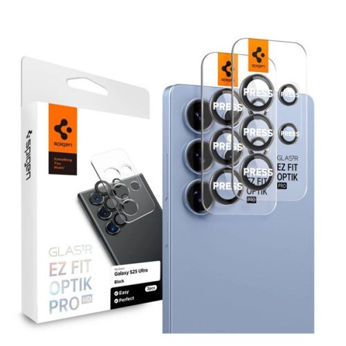 SPIGEN OPTIK PRO HD kameravédő üveg 2db (9H, csak lencse) FEKETE