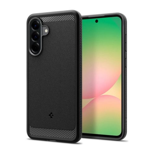 SPIGEN RUGGED ARMOR szilikon telefonvédő (ütésállóság, légpárnás sarok, karbon minta) FEKETE