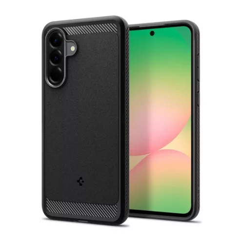 SPIGEN RUGGED ARMOR szilikon telefonvédő (ütésállóság, légpárnás sarok, karbon minta) FEKETE