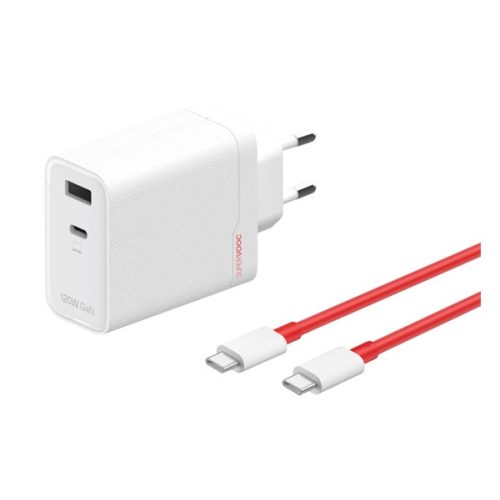 ONEPLUS SUPERVOOC hálózati töltő USB+Type-C aljzat (120W, PD gyorstöltő + Type-C kábel) FEHÉR