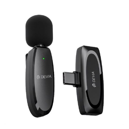 DEVIA KINTONE bluetooth mikrofon (Type-C, LAVALIER csíptethető) FEKETE