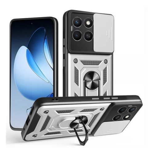 Defender szilikon telefonvédő (ütésállóság, tartógyűrű, kameravédő) EZÜST