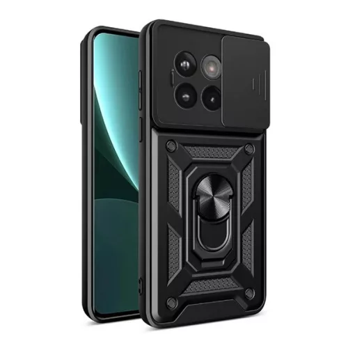 Defender szilikon telefonvédő (ütésállóság, tartógyűrű, kameravédő) FEKETE