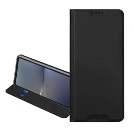   DUX DUCIS SKIN PRO tok álló, bőr hatású (FLIP, oldalra nyíló, kártyazseb, asztali tartó) FEKETE