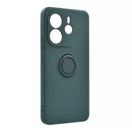   Szilikon telefonvédő (tartógyűrű, mikrofiber plüss belső, mágneses, kameravédő) SÖTÉTZÖLD