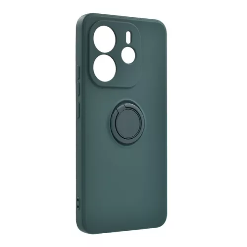 Szilikon telefonvédő (tartógyűrű, mikrofiber plüss belső, mágneses, kameravédő) SÖTÉTZÖLD