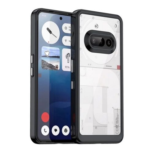 Szilikon telefonvédő (ütésállóság, átlátszó hátlap) FEKETE