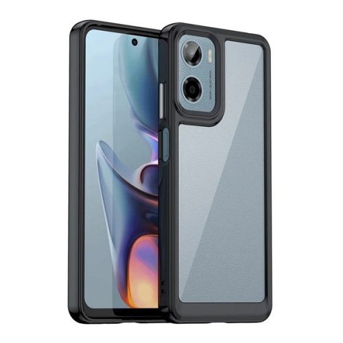 Szilikon telefonvédő (ütésállóság, átlátszó hátlap) FEKETE