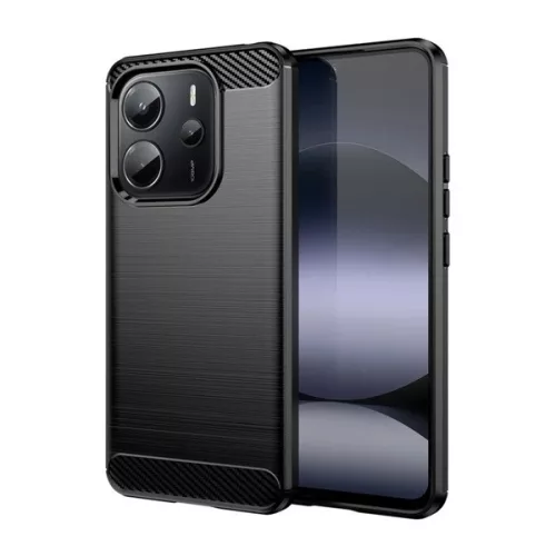 Szilikon telefonvédő (ütésállóság, légpárnás sarok, szálcsiszolt, karbon minta) FEKETE