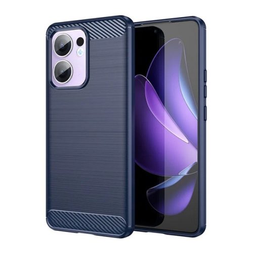 Szilikon telefonvédő (ütésállóság, légpárnás sarok, szálcsiszolt, karbon minta) SÖTÉTKÉK