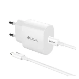   DEVIA ROCKET hálózati töltő Type-C aljzat (20W, PD gyorstöltő + lightning kábel) FEHÉR