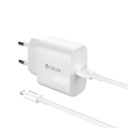   DEVIA SMART hálózati töltő Type-C aljzat (30W, GaN, PD gyorstöltő + lightning kábel) FEHÉR