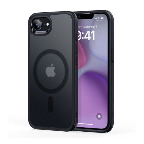 ESR CLASSIC HYBRID szilikon telefonvédő (ütésállóság, légpárnás sarok, MagSafe) FEKETE