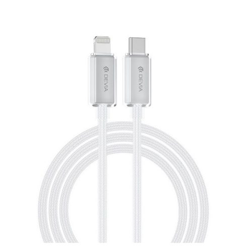 DEVIA adatkábel (Type-C - lightning, 27W, 3A, cipőfűző, 150cm) FEHÉR