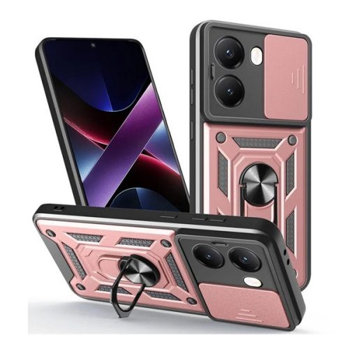 Defender szilikon telefonvédő (ütésállóság, tartógyűrű, kameravédő) ROZÉARANY