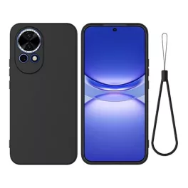   Szilikon telefonvédő (matt, mikrofiber plüss karcolásmentesítő belső, prémium + kézpánt) FEKETE
