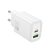 HOCO N63 hálózati töltő USB+Type-C aljzat (30W, 3A, PD gyorstöltő 3.0) FEHÉR