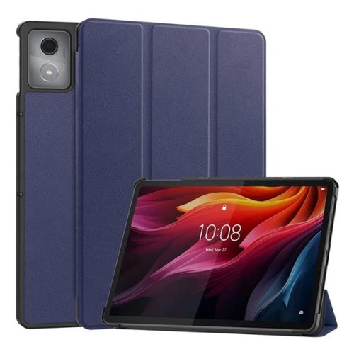 Tok álló, bőr hatású (aktív FLIP, oldalra nyíló, TRIFOLD, asztali tartó) SÖTÉTKÉK