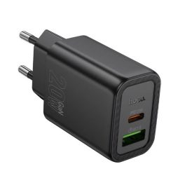   HOCO N61 hálózati töltő USB+Type-C aljzat (20W, PD gyorstöltő 3.0) FEKETE