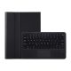 Tok álló, bőr hatású (FLIP, bluetooth billentyűzet, asztali tartó, QWERTY, angol nyelvű) FEKETE