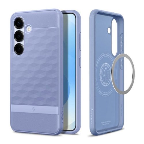 SPIGEN PARALLAX szilikon telefonvédő (ütésállóság, légpárnás keret, MagSafe, 3D rombusz) LILA