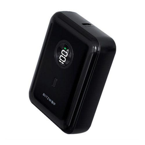 BLITZWOLF BW-P21 vésztöltő Type-C aljzat (10000mAh, 22.5W, 3A, PD gyorstöltő, LED jelzés) FEKETE