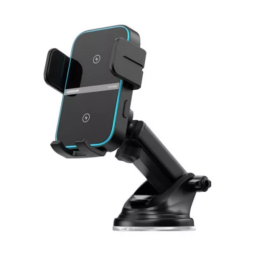 JOYROOM autós tartó (15W, tapadókorongos, műszerfalra, automata, wireless, 4.7-6.8" méret) FEKETE