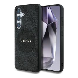   GUESS 4G ROUND PATCH CLASSIC LOGO szilikon telefonvédő (ütésállóság, textil hátlap, MagSafe) FEKETE