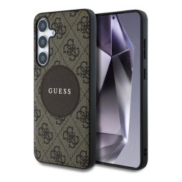   GUESS 4G ROUND PATCH CLASSIC LOGO szilikon telefonvédő (ütésállóság, textil hátlap, MagSafe) VILÁGOSBARNA
