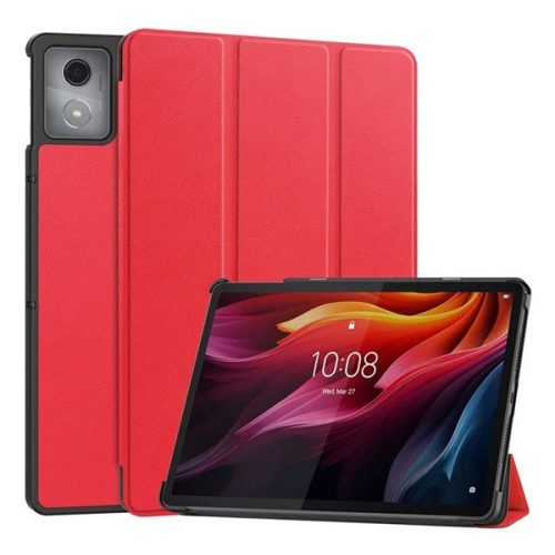 Tok álló, bőr hatású (aktív FLIP, oldalra nyíló, TRIFOLD, asztali tartó) PIROS