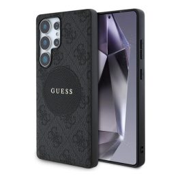   GUESS 4G ROUND PATCH CLASSIC LOGO szilikon telefonvédő (ütésállóság, textil hátlap, MagSafe) FEKETE