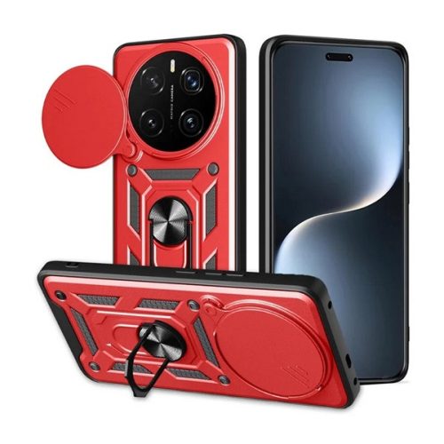 Defender szilikon telefonvédő (ütésállóság, tartógyűrű, kameravédő) PIROS