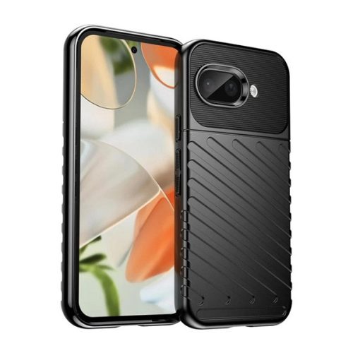 Szilikon telefonvédő (ütésállóság, csíkos, dombor minta) FEKETE