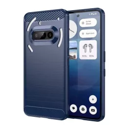   Szilikon telefonvédő (ütésállóság, légpárnás sarok, szálcsiszolt, karbon minta) SÖTÉTKÉK