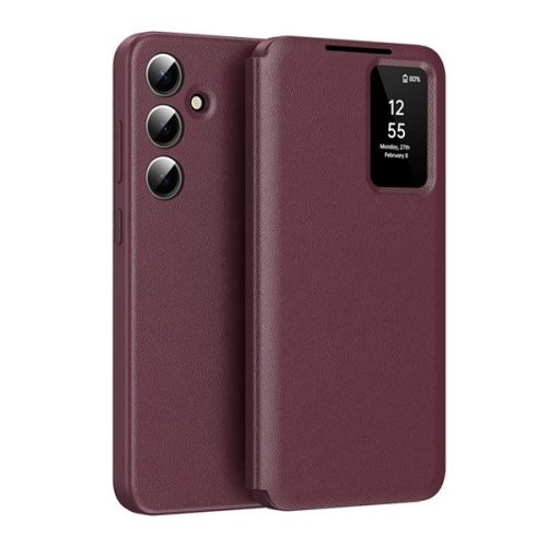 Tok álló (aktív FLIP, oldalra nyíló, Smart View Cover) BORDÓ