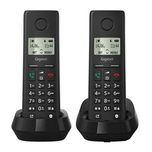 GIGASET PURE 200 DUO telefon készülék (vezeték nélküli, 1 bázis, 2 kézibeszélő, DECT) FEKETE