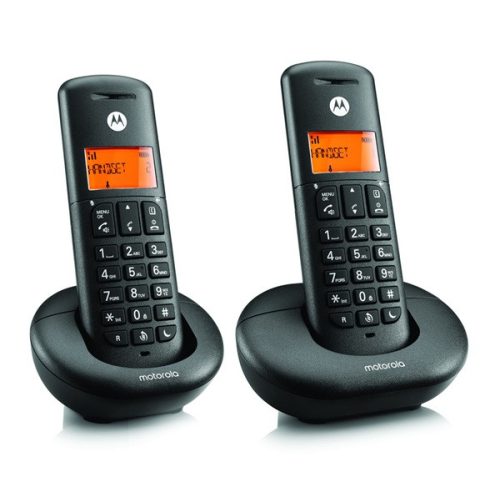 MOTOROLA E202 telefon készülék (vezeték nélküli, 2 kézibeszélő, kijelző, DECT) FEKETE
