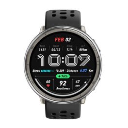   AMAZFIT ACTIVE 2 okosóra (bőr szíj, aktivitásmérő, GPS, 160 sport mód, NFC, vízálló, 5 ATM + szilikon szíj) FEKETE
