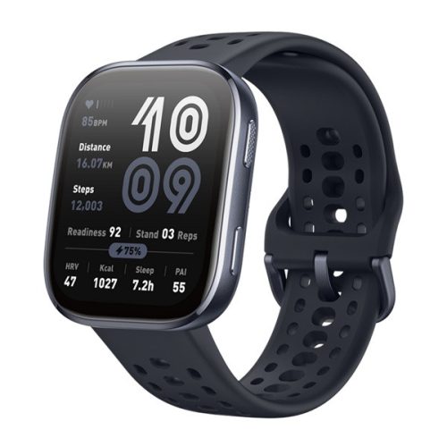 AMAZFIT Bip 6 okosóra (aktivitásmérő, szilikon szíj, BioTracker, GPS, IP68 vízálló) FEKETE