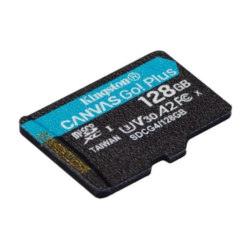 KINGSTON memóriakártya 128GB (microSDXC Canvas Go Plus Gen 4 - Class 10, UHS-1, U3, V30, A2) - adapter nélkül