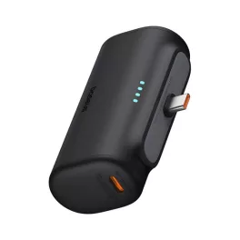   BASEUS COMPACT vésztöltő Type-C aljzat (5000mAh, 20W, PD gyorstöltő, Type-C csatlakozó + Type-C kábel) FEKETE