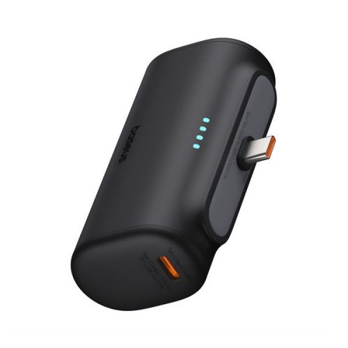 BASEUS COMPACT vésztöltő Type-C aljzat (5000mAh, 20W, PD gyorstöltő, Type-C csatlakozó + Type-C kábel) FEKETE