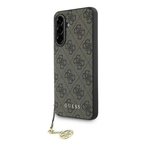 GUESS 4G CHARMS műanyag telefonvédő (textil hátlap, telefondísz) BARNA